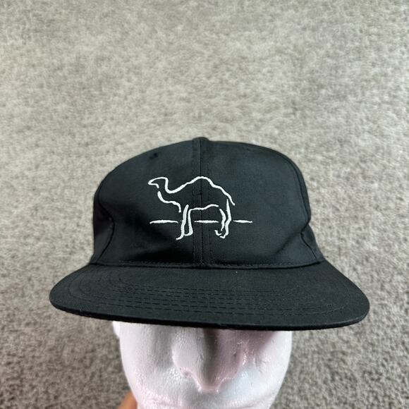 VINTAGE Camel Cigarettes Hat Mens OS Black White Joe Camel Snapback Cap 90s - Picture 1 of 10